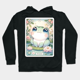 Pisces Zodiac Cottagecore Frog Tarot Card Birthday Hoodie